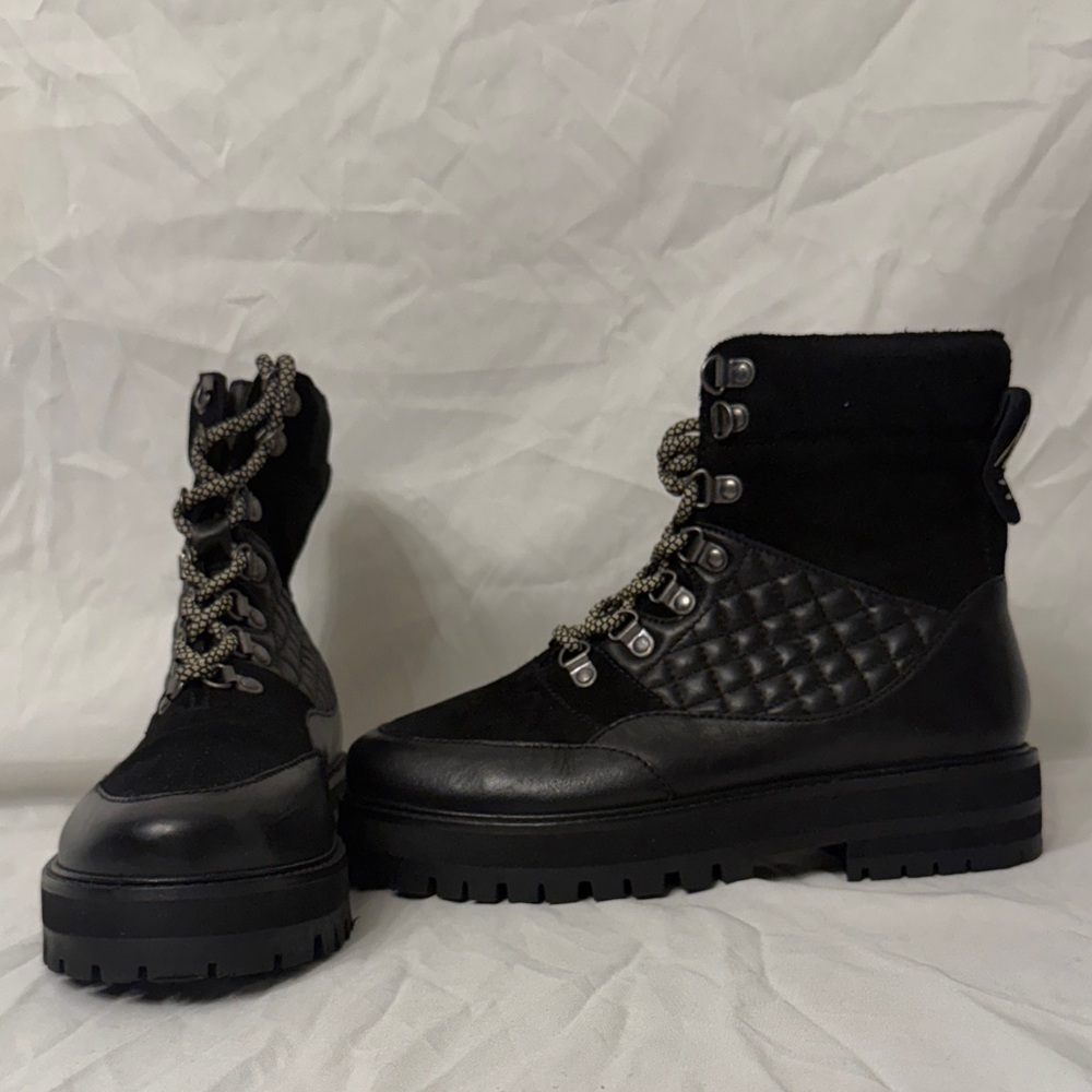 Black Quilted Combat Boots